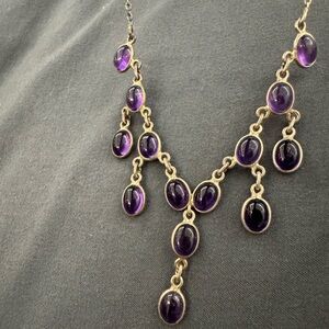 Sterling Silver with Purple Stones Necklace